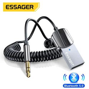 Essager Aux 어댑터 동글 USB 3.5mm 잭 자동차 오디오 Aux 블루투스 5.0 핸즈프리 키트 자동차 수신기 BT 송신기용