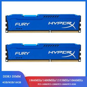 Memoria RAM DDR3 8GB 2x4GB 16GB (2x8GB) 키트 1866MHz 1600MHz 1333MHz 데스크탑 RAM 240 핀 1.5V DIMM HyperX Fury PC 메모리 모듈