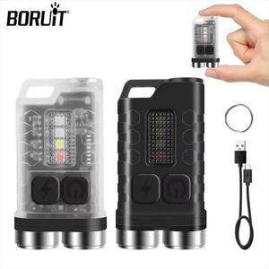 BORUiT V3 손전등 키체인 티키 랜턴, EDC 강력한 조명, C 타입 충전식 토치, 자석 UV 램프 포함, 캠핑 낚시