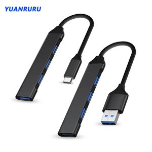 USB 3.0 허브 4 포트 고속 C 타입 분배기 5Gbps, PC 컴퓨터 액세서리 멀티포트 허브 4 USB 3.0 2.0 포트