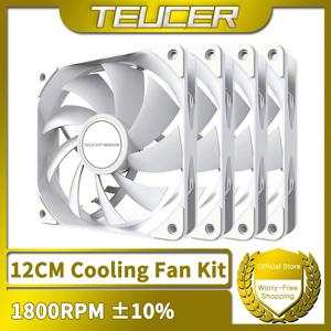 TEUCER-1800RPM 4 핀 PWM 화이트 12cm 컴퓨터 케이스 냉각 시스템 팬, 무소음 PC CPU 쿨러, 120mm 팬 키트 쿨러 팬