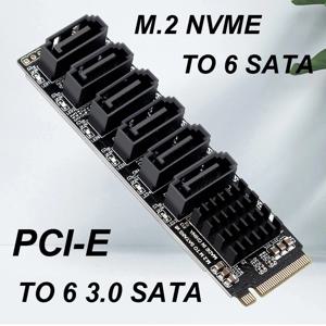 NVME-SATA 확장 카드 M.2-SATA 어댑터 M2 커넥터, 내부 SSD SATA 3 포트 멀티플라이어 NGFF M 키-SATA3 컨트롤러