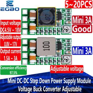 미니 DC-DC 스텝 다운 전원 공급 장치 모듈, 전압 벅 컨버터, 97.5% 조절 가능, 12-18V ~ 5V 3A, 1.8V, 2.5V, 3.3V, 5V, 9V, 12V, 5 ~ 20 개