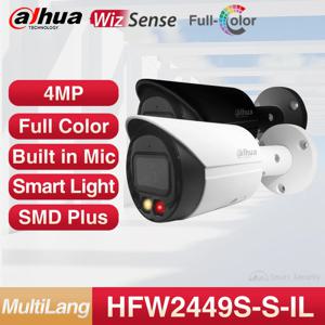 Dahua Wizsense 스마트 듀얼 라이트 IP 카메라, 미니 불릿 CCTV, 야외 풀 컬러 감시, 마이크 내장 IPC-HFW2449S-S-IL, 4MP 4K