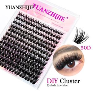 YUANZHIJIE 100% 수제 DIY 속눈썹 익스텐션, 8-16mm 혼합 길이 속눈썹, 세그먼트 속눈썹 번들 속눈썹, 케이스 당 144 개