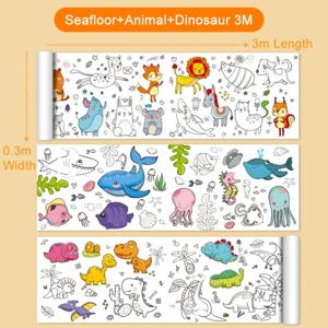어린이용 해양 동물 숫자 큰 색칠 포스터, 색칠 그림 종이 롤, 조기 교육, 12 m, 6 m, 3m
