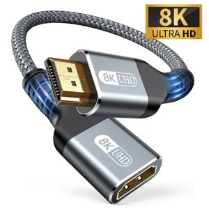 HDMI 2.1 수-암 케이블, HDMI 익스텐션 편조 코드, Roku TV PS5 HDTV용 연장 어댑터, 8K @ 60Hz, 4K @ 240Hz