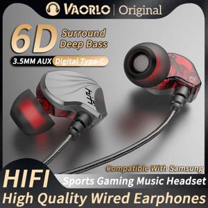 유선 이어폰 3.5mm AUX/C타입 인이어 HIFI 6D 서라운드 베이스 인이어 게임 음악 헤드셋, 마이크 포함, 삼성 화웨이 샤오미 PC용