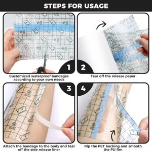 방수 보호 문신 치유 필름, 애프터케어 붕대용, 투명 스킨 리페어 랩 롤, 문신 용품 액세서리, 5m