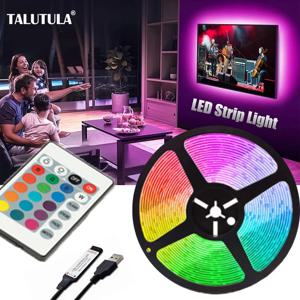 60LED/m USB LED 조명 스트립 테이프 2m 2835 24 키 IR 원격 제어 주방 옷장 침실 PC TV 백라이트 홈 조명