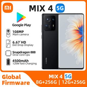 샤오미 MIX 4 5g 스마트폰, 스냅드래곤 888 플러스, 6.67 인치 화면, 256GB 롬, 108MP 카메라, 4500mAh, 120W 충전, 중고 휴대폰