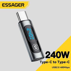 Essager 디지털 디스플레이 데이터 어댑터, 맥북 프로 에어, 삼성용, 240W, USB C 3.0, 2.0 OTG 커넥터, 100W