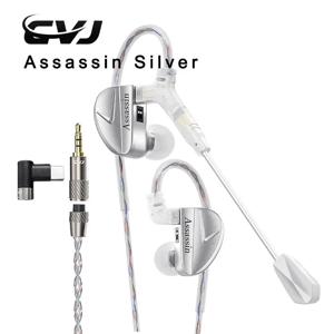 CVJ 어쌔신 실버 인이어 이어폰, 게임 모드 HIFI 마이크, 하이브리드 튜닝 스위치, 유선 이어버드, IEM 헤드폰, 1BA + 1DD + 1 진동