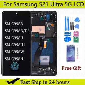 삼성 S21 울트라 5G G998 G998U 용 AMOLED 디스플레이 터치 스크린 디지타이저, 삼성 S21 울트라 G998B LCD 프레임 포함