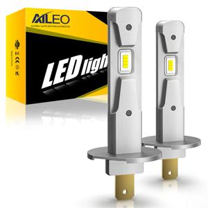 AILEO 자동차 램프용 무선 LED 조명, 소형 사이즈 디자인, 흰색 플러그 앤 플레이, CSP 7035 칩, H1, 60W, 12000LM, 6000K 헤드라이트 전구, 2 개