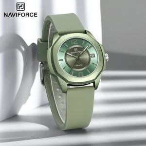 NAVIFORCE 여성용 우아한 시계, 편안한 실리콘 스트랩, 클래식 패션, 방수 날짜 표시, 숙녀 스포츠 손목시계