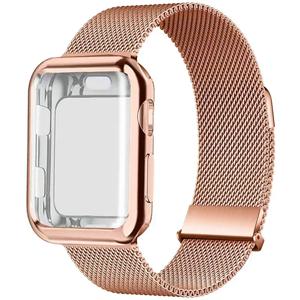 애플 워치 밴드용 케이스 및 밀라노 루프, 금속 마그네틱 밴드, iwatch 시리즈 9, 8, 7, 6, 5, 4, 3, SE, 45mm, 41mm 스트랩, 44mm, 38mm-42mm-40mm