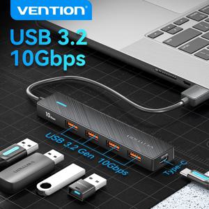 Vention 맥북 프로 에어 M1 PC 노트북 액세서리 C타입 허브 분배기, 4 포트 USB 허브, 10Gbps USB 3.2 Gen 2 어댑터