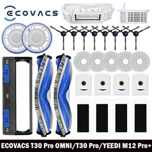 Ecovacs Debot 롤러 사이드 브러시 헤파 필터 더스트 백 걸레 천 브래킷, T30 프로 옴니, T30 OMNI, YEEDI M12 프로 + 부품