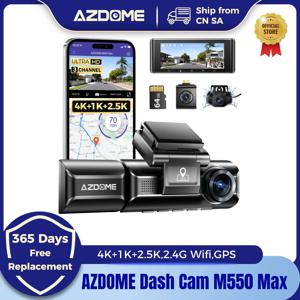 AZDOME M550 맥스 대시 캠 울트라 HD 4K + 1K + 2.5K 3.18 인치 화면 내장 GPS 와이파이 자동차 DVR 24 시간 주차 모니터, 후면 캠 포함 야간 투시경