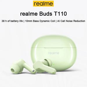 Realme 버즈 T110 이어폰 무선 블루투스 5.4 헤드폰, 하이파이 스테레오 스포츠 헤드셋, AI ENC 노이즈 캔슬링 이어버드, T 110, 신제품