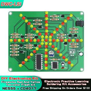 불꽃놀이 레드 옐로우 더블 컬러 깜박이 조명 DIY 키트, 스트로브 NE555 + CD4017, 전자 연습 학습 키트, 스위트 부품