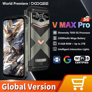 DOOGEE V MAX PRO 견고한 스마트폰, 치수 7050 5G, 6.58 인치 IPS 화면, 12GB RAM, 512GB ROM, 22000mAh, 108MP AI 카메라, 안드로이드 14 NFC