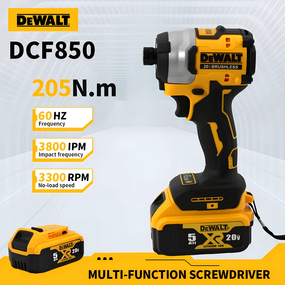 DeWalt Brushless 20V 리튬 전기 스크루드라이버 전기 드릴 목공 스크루드라이버 충격 드릴 조정가능한 속도 Dcf850