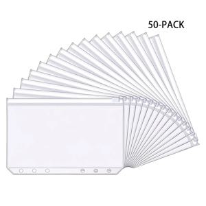 50pcs 바인더 포켓 6 홀 예산 현금 봉투 예산 6 링 바인더 A5 A6 A7
