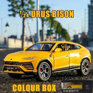 1:24 람보르기니 URUS Bison SUV 합금 럭셔리카 로고 모델, 다이캐스트 금속 오프로드 차량 자동차 모델, 소리와 빛, 어린이 장난감 선물