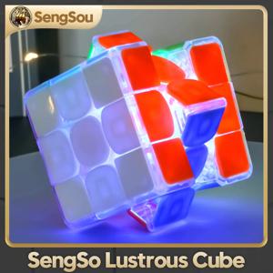 SengSo 광택 매직 큐브 프로스트 스티커, 스피드 퍼즐 큐브, 조명 효과 교육 완구, 3X3X3