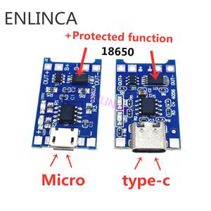 ENLINCA 마이크로 USB 18650 C타입 리튬 배터리 충전 보드 충전기 모듈 및 보호 이중 기능 TP4056 18650, 5V 1A, 1 개