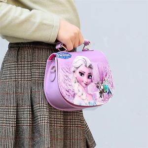 디즈니 유치원 소녀 냉동 공주 숄더 가방 PU 어린이 만화 엘사 핸드백 여행 아울렛 Crossbody 가방