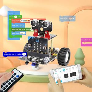 Yahboom 프로그래밍 가능 로봇 스마트 카, 어린이 선물 교육, DIY 학습 코딩 키트, 앱 IR 제어, Microbit V2 호환 가능