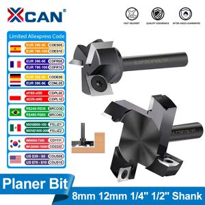 XCAN 밀링 커터 CNC 스포일보드 표면 루트 비트, 카바이드 인서트 슬래브, 평평한 목재 대패 비트, 8mm, 12mm, 1/4 인치, 1/2 인치 생크