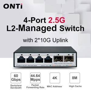 ONTI-MINI 6포트 스마트 스위치, 2*10G SFP+L2-용 2.5Gbps 웹 장치, 관리형 스위치, 6개의 L2-포트, 2.5Gbps