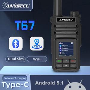 Anysecu 4G T67 V8 안드로이드 5.1, 5000mAh T67 1.44 인치 512MB + 1GB, realptt zello poc global POC stars T67 V8 라디오와 함께 작동