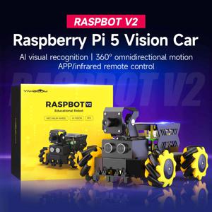 Yahboom Raspbot V2 AI 비전 로봇 자동차 키트, 카메라 메카넘 휠 장난감, 교육용 DIY 파이썬 프로그래밍, 라즈베리 파이 5