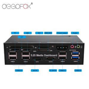 DeepFox 다기능 미디어 대시보드 카드 리더기, 5.25 인치, USB 2.0, USB 3.0, 20 핀, e-SATA, SATA 전면 패널, 광학 드라이브 베이