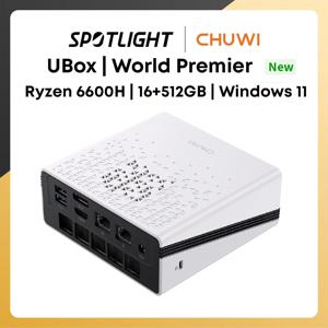 CHUWI UBox 미니 PC 라이젠 6600H 프로세서, 6 코어 AMD CPU, 16GB RAM, 512GB SSD, 윈도우 11 데스크탑 컴퓨터 PC, 4K 장식 와이파이 6 PC