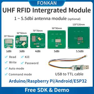 Fonkan UHF 통합 RFID 모듈, 아두이노 라즈베리 파이 임베디드 시스템, USB RFID 모듈, UHF 리더 라이터, 무료 SDK, 1-2m 범위