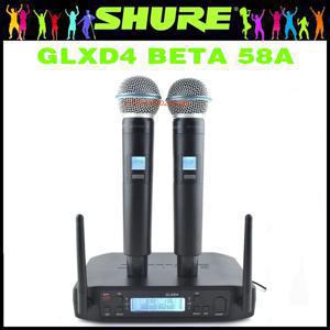 슈어 GLXD 4 베타 58A 무선 마이크 세트, 핸드헬드 마이크 2 개, 다이내믹 전문 핸드헬드 파티 무대 Karaoke640-690MHZ