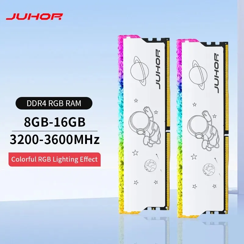 JUHOR RGB DIMM 데스크탑 게임용 메모리 램, DDR4 8GB, 16GB, 3200MHz