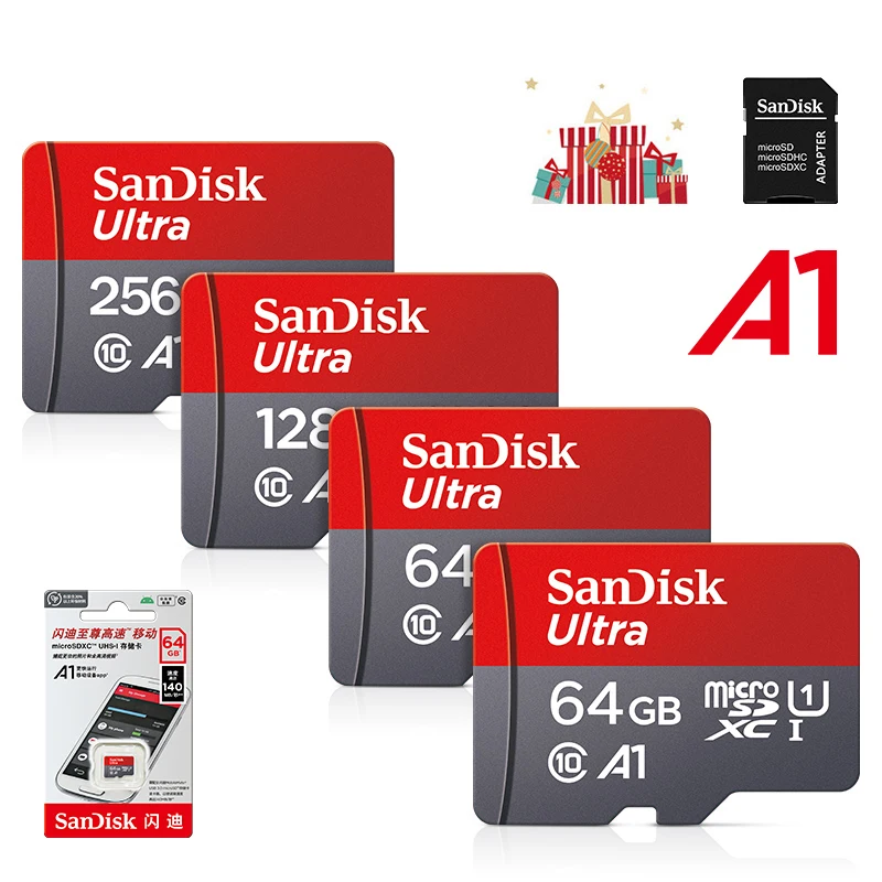 Sandisk 울트라 A1 마이크로 SD 카드, 128GB 클래스 10 플래시 TF 카드, 128GB 메모리 카드, 128GB 메모리 디스크, SD 어댑터