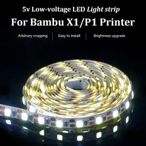 Bambu Lab X1c P1s P1P X1 용 더 낮은 전류 LED 라이트 스트립, 매우 밝은 3D 프린터 조명 램프, IP44, 5V, 0.3A, 150cm