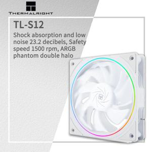 Thermalright TL-S12 컴퓨터 케이스 냉각 선풍기, PWM ARGB 다채로운 조리개, 속도 조절, 충격 흡수, 무소음 케이스 선풍기, 12cm