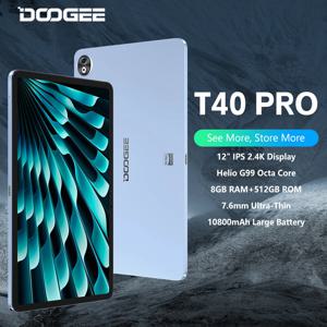 DOOGEE T40 프로 초박형 태블릿 PC, 안드로이드 14, 12 인치 IPS, 2.4K, 20GB(8 + 12), 512GB, Helio G99, 6nm, 10800mAh, 7.6mm, 2 in 1