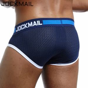 JOCKMAIL 브랜드 섹시한 메쉬 통기성 남성 속옷, 브리프 Cueca 게이 잠옷, 가랑이 컵 코튼 팬티 반바지