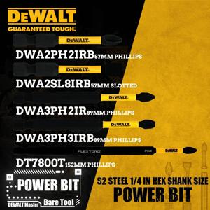 DEWALT 드라이버용 충격 파워 비트, 전동 공구 액세서리, DWA2SL8IRB, DWA2PH2IRB, DWA3PH3IRB, DWA3PH3IRB, DT7800T, DCF850, DCF887