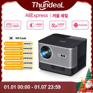 ThundeaL FHD 휴대용 프로젝터, 풀 HD 1080P, 4K WiFi, 안드로이드 미니 프로젝터, IOS 휴대폰, TDA5W 비머 비디오 프로젝터 3D 스마트 프로젝터 빔프로젝터 빔프로젝트 빔프로젝터 4k 안드로이드 한국어 빔프로젝터 4k 한글지원